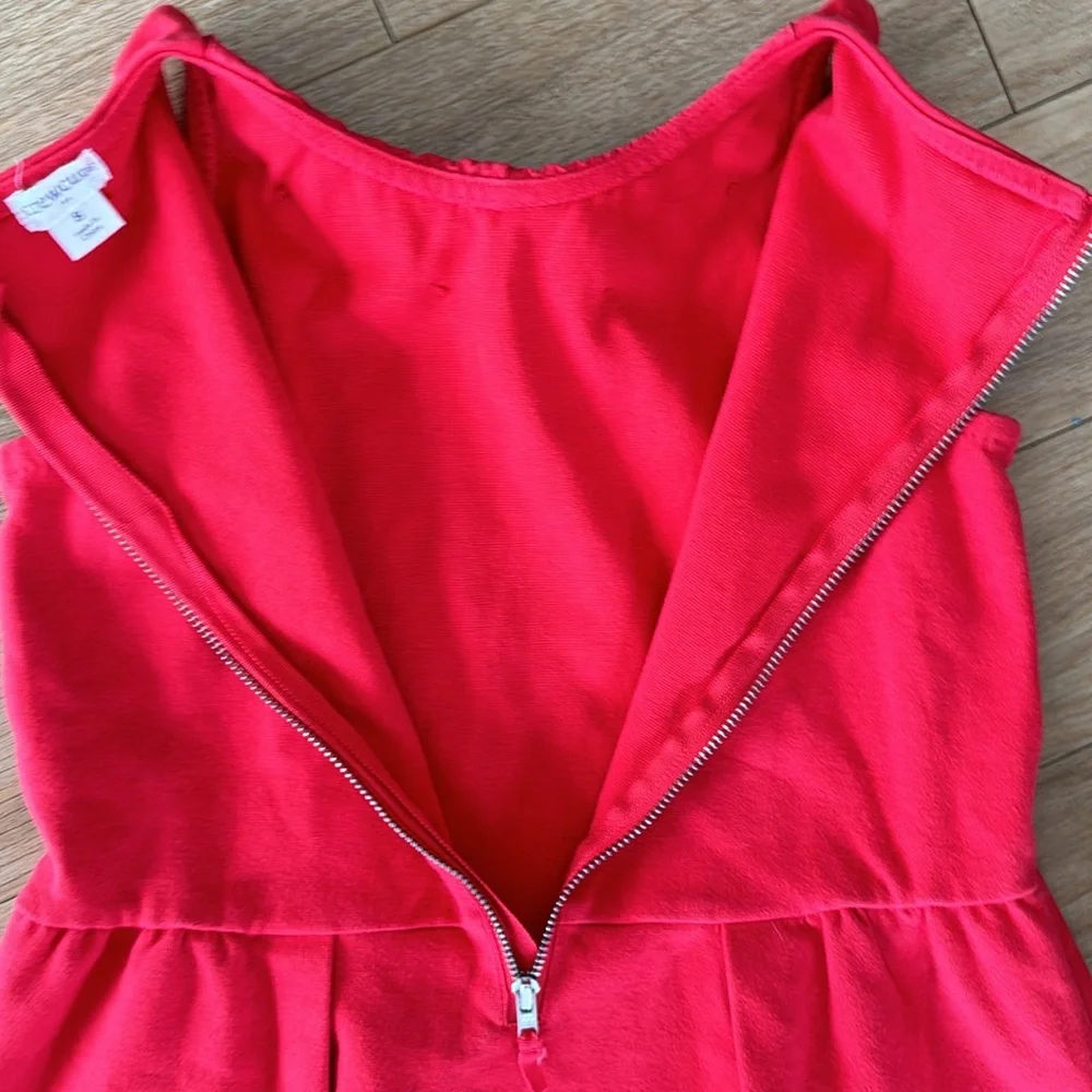 Crew cut, red sleeveless, cotton, embellished collar holiday dress. Sz 8